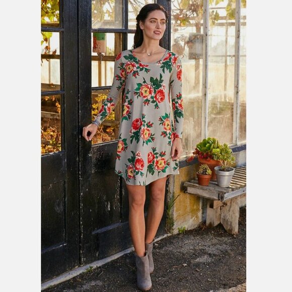 Matilda Jane Dress Womens Small Grey Floral Say I'm A Dreamer Mini Shift - Picture 1 of 10